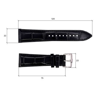 Шкіряний ремінець Premium 22х18 мм. Black