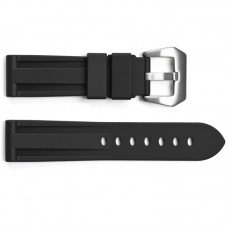 Ремінець для годинника 3001 Silicone Black-Silver 24 мм.