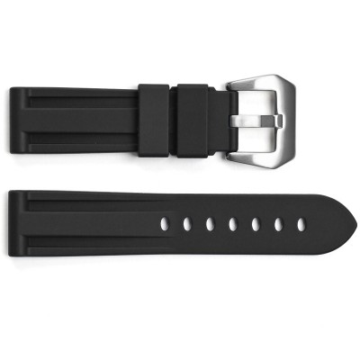 Ремінець для годинника 3001 Silicone Black-Silver 24 мм.